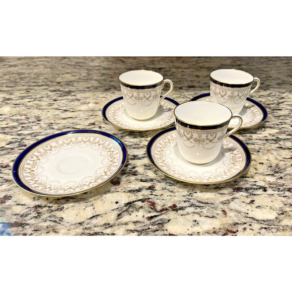 Royal Cauldon Other - Cauldon 1900s Demitasse Espresso Set Cup Saucer 414J Antique 7 Pcs Blue Gold